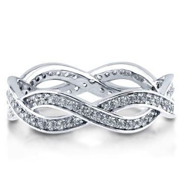 Plata esterlina con Zirconia tejida anillo de la eternidad 925 joyería de plata